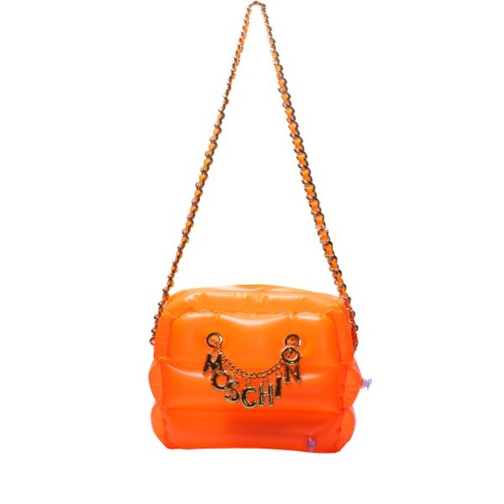 SS23 MOSCHINO Couture Jeremy Scott Orange Inflatable Shoulder Bag W/ Charms